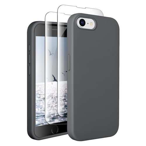 SUW - Funda para iPhone 7/8/SE 2022 con 2 protectores de visualización [protección completa de la cámara], forro de microfibra suave antiarañazos en el...