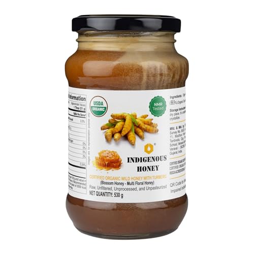 Image of INDIGENOUS HONEY USDA Certified Organic Raw Honey with Turmeric 17.64 oz
