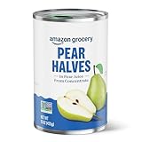 Amazon Fresh Brand, Canned Pear Halves in Pear Juice from Concentrate, 15 Oz (Previously Happy Belly, Packaging May Vary)