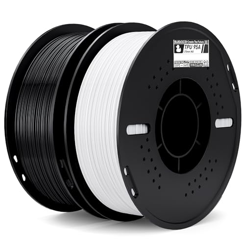 ELEGOO TPU 95A 3D Drucker Filament 1,75 mm Schwarz Weiß 2 KG, Flexibles Weiches Filament 3D Druckmaterialien, 2 kg Kunststoffspule (4,4 lbs) für die Meisten -3D-Drucker