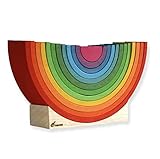 Arcoiris de madera Waldorf de 12 arcos CON PEANA. Juguetes Educativos. Aprendizaje para niños.