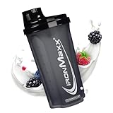 IronMaxx Protein Shaker - 700ml Negro Noche| Agitador de proteínas | Tapón de rosca, tamiz, escala | Sin BPA/DEHP, hermético, lavable