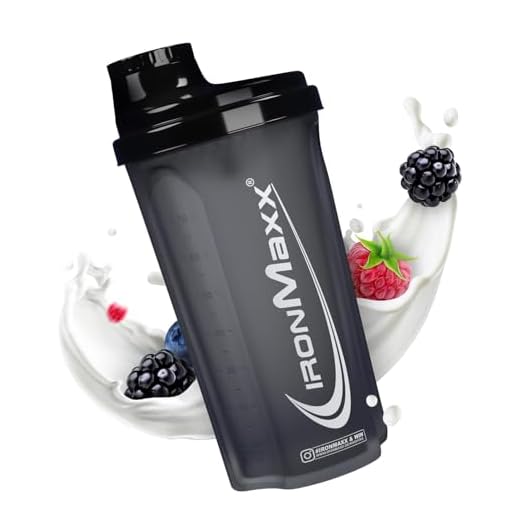 IronMaxx Protein Shaker - 700ml Negro Noche| Agitador de proteínas | Tapón de rosca, tamiz, escala | Sin BPA/DEHP, hermético, lavable