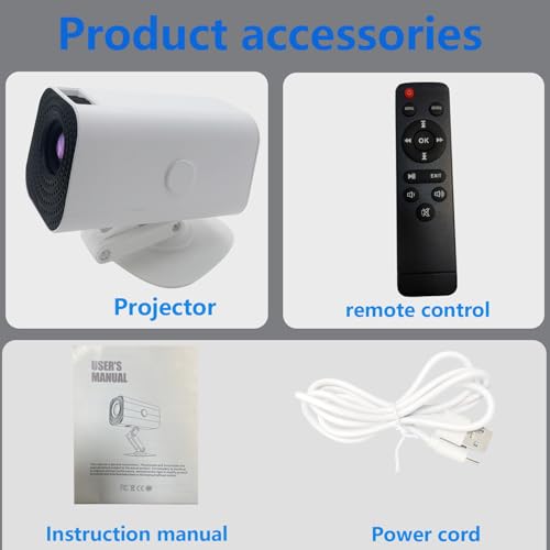 2024 Mini Projector with Adjustable Stand, Bluetooth & WiFi - Portable Home Projector for Mobile Phones, TV Sticks & Laptops (White)