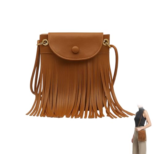 Boho Y2K Kleine Handtasche mit Fransen, Hippie Kostüm Damen...