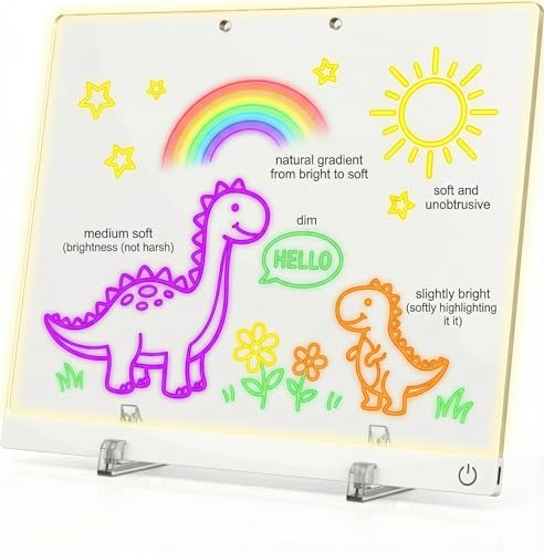 6-Color LED Drawing Board, 13.7"x10" Writing Tablet for Kids &