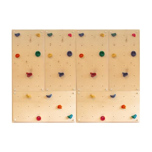 Gartenpirat Kletterwand Indoor IW6 3,90 m² – Boulderwand für Innen mit 25 bunten Klettersteinen sechs Platten 114x57 cm – vormontiert inkl. Montagematerial – ideal fürs Kinderzimmer