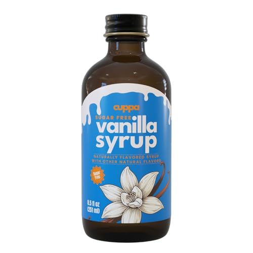 Cuppa Sugar Free Coffee Syrup, Vanilla All Natural Flavors Low Calorie for Hot or Iced Drinks | Coffee, Lattes, Cocktails & Desserts, No Artificial Flavors or Preservatives, Made in the USA, 8.5 Fl Oz
