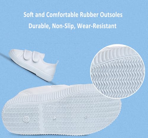 Boys Girls Canvas Sneakers Casual Low Top Slip On Flats Lightweight Comfy White Walking School Shoes2