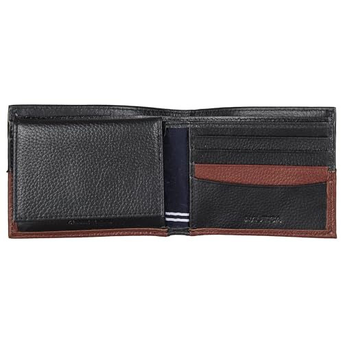 Image of Nautica Men's Bifold Leather Wallet | RFID Blocking | ID Window | Card Slots | Organization | Durable | Stylish
