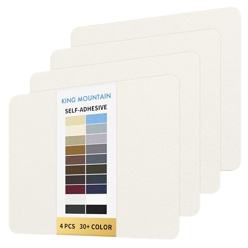 KING MOUNTAIN Canvas Repair Patch 9 x11 Inch 4 Pcs Self-Adhesive Waterproof Fabric Patch for Sofas, Tents, Furniture,Tote Bags, Car Seats (Off White)