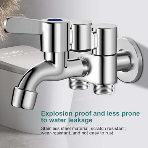 Image of HASTHIP 3 in 1 Flush Wall Faucet with Angle Valve Bathroom Kitchen Tap