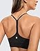 CRZ YOGA Butterluxe Womens Y-Back Racerback Sports Bra - Spaghetti Straps Wireless Scoop Neck Athletic Padded Yoga Tops Black Medium