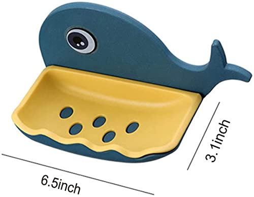 Image of Vrajart's Double Layers Fish Shape Plastic Adhesive Waterproof Wall Mounted Bar Soap Dish Holder Organizer Rack for Bathroom Accessory || Random Color [ Pack of 1 ]