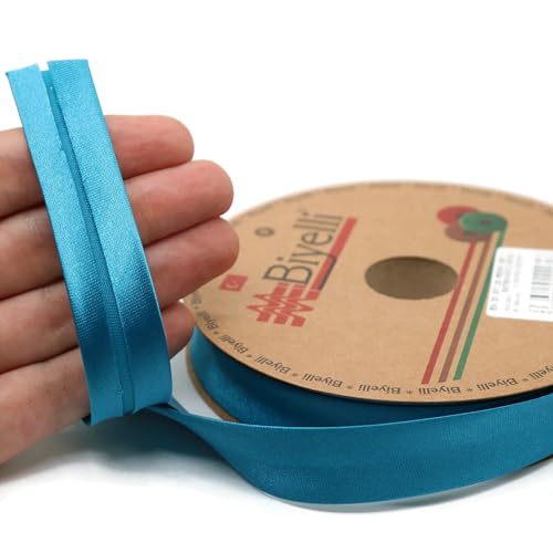 Image of Fold Satin Bias Tape - 99+ Colors - 3 /4 Inches Wide - 27 Yards - Fold Satin Binding Bias Ribbon Fabric Piping Bias Binding Tape for Sewing Clothing DIY Dark Turquoise BYS61