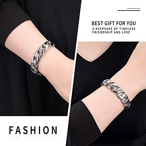 shajwo Cremation Urn Bracelet for Human Ashes for Men, Silver Cuban Link Bracelet Cremation Jewelry for Ashes Urn Keepsake Memorial Ash Holder Bracelet3