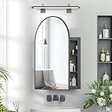 Mepplzian Black Arched Bathroom Mirror Cabinets,Recessed Bathroom Cabinets with Mirror,Mirrored Cabinet Wall Mounted,Medicine Mirrors with Storage,51x76 cm