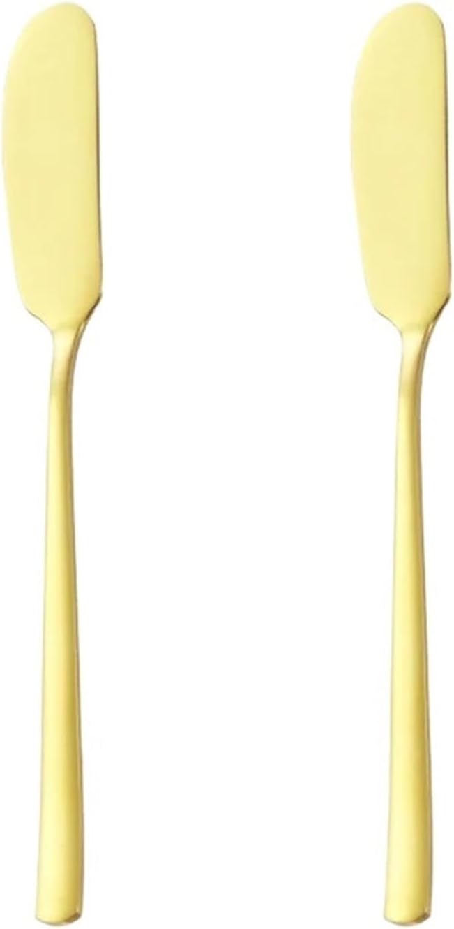 Butter Knives 24PCS Long Handle Knife Stainless Steel Jam Spatula Cream Piping Multipurpose Tableware(Gold)