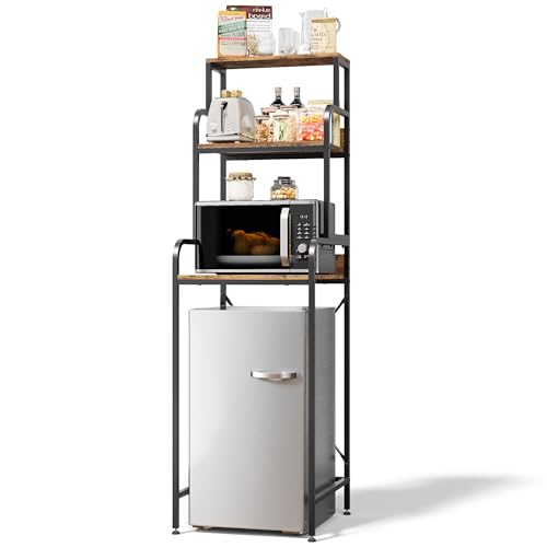 INMOZATA 3 Tier Mini Fridge Stand Shelf with Storage, Kitchen