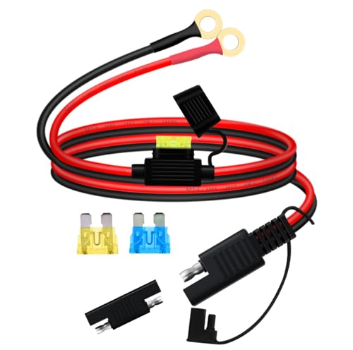 Versatile: Sae cavo con fusibile 12v batteria dotato di convertitore di polarità SAE, per il collegamento alla batteria Ampiamente utilizzato in auto, moto, yacht, camper, trattori e tosaerba Lunghezza: 0,5/1/2/3 m