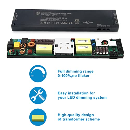 Image of VST 60W LED Power Supply, 100V-240V AC to 12V DC Low Voltage Transformer with 12V JST Ports, Lighting Power Unit for Home Cabinet Use, ETL Listed, Black