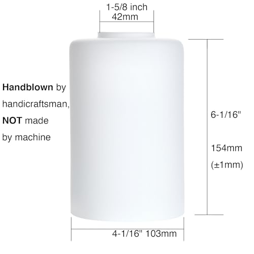 Image of 3 Pack Frosted Opal White Glass Lamp Shade Replacement Globe & Covers for Light Fixtures, 6-1 /16 inch Tall, 1-5 /8 inch Fitter, Soft White Cylinder Glass Shade
