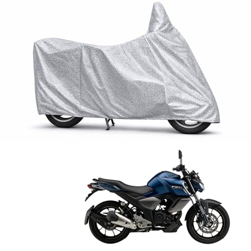 Image of 100% Waterproof Two Wheeler Body Cover Multi Layered Fabric Designed for Yamaha FZ-Fi Version3 | Belt Buckle Lock | Silver Mag