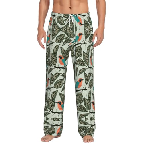 Pantalon de détente doux pour homme avec poches latérales pratiques vêtement nuit imprimé noir
