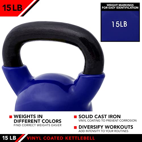 JFIT Kettlebell Weights Vinyl Coated Iron, 15 LB - Image 5