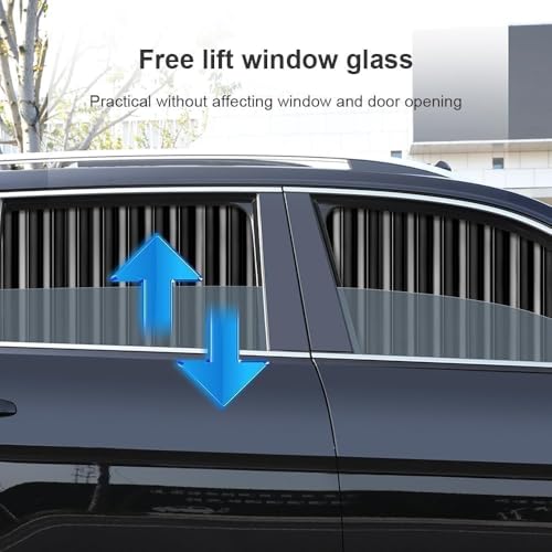 Image of Denfy Fabric 4PCS Universal Fit Magnetic Car Side Window Sunshade Curtains Removable Privacy & Heat Protection, Pleated Black Magnetic Car Window Shades for Baby & UV Protection, Foldable