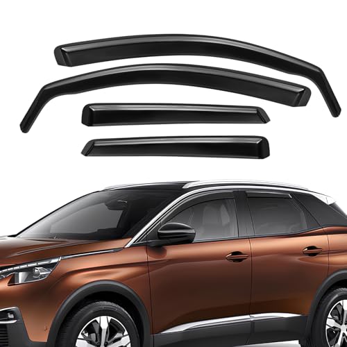 GEARCELL 4 deflectores de viento, protectores de lluvia, visera de ventana izquierda y derecha, compatible con Peugeot 3008 MK2 de 5 puertas 2017-2023, repuesto de pantalla de protección contra la