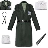 GEGEBABY Attack on Titan Survey Corps Uniform,Green Anime Army Eren Jaeger Coat for Men,Women(Full set),XL