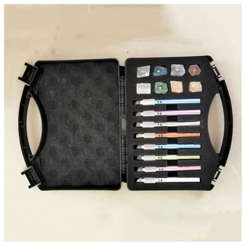 SUZLAZYR Mohs Hardness Test Kit, 2-9 Level Scratch Tester Hardness Test Pen Mohs Hardness Picks for Industrial Mineral Identification Kit Gem Jade Jewelry, 8 Pack