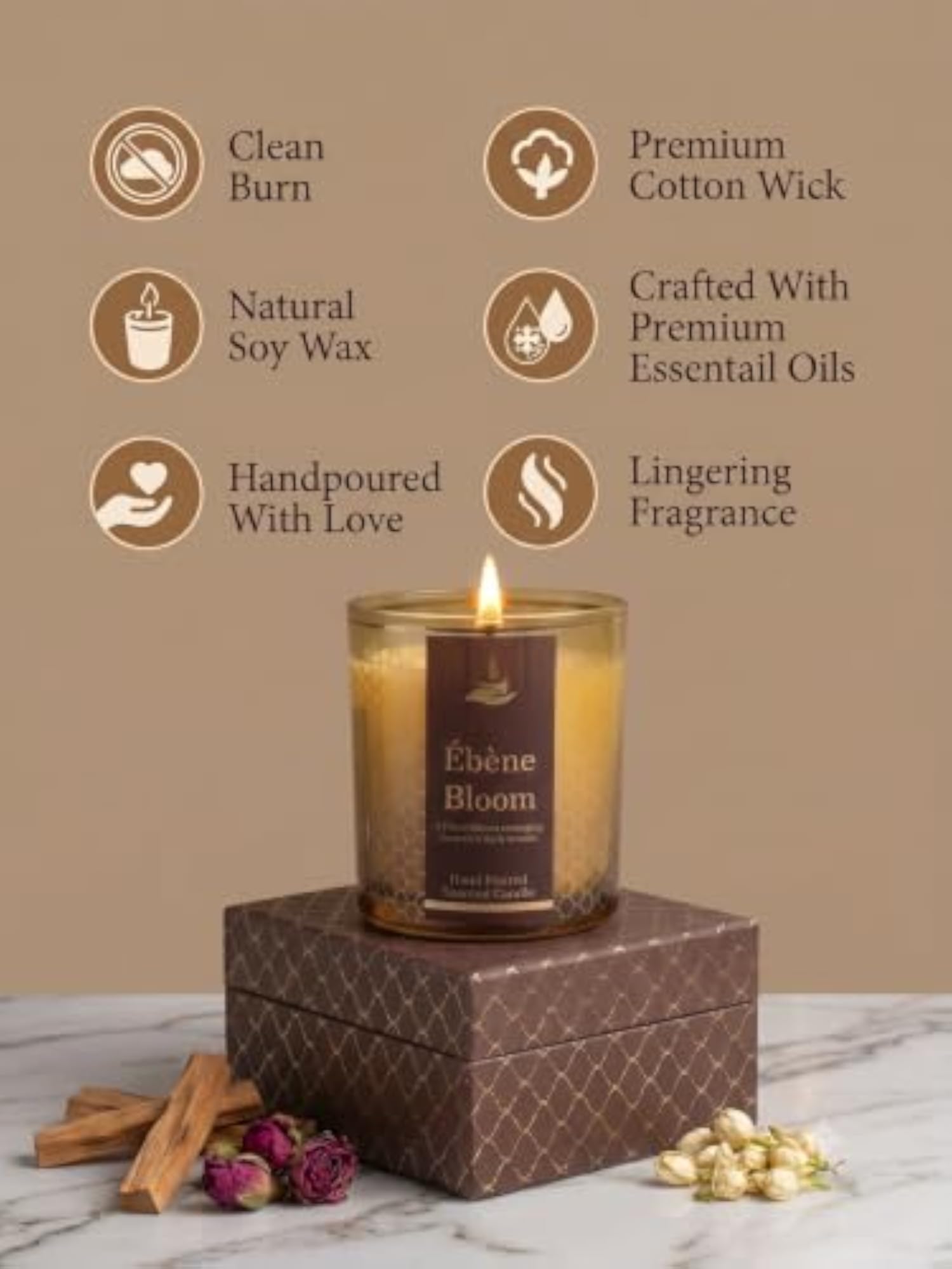 Veylora Ébène Bloom Hand Poured Scented Jar Candle