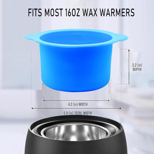 Image of 2-pack Silicone Wax Warmer Liner, Silicone Wax Bowl for Wax Warmer, Non-Stick Wax Melt Warmer Wax Pot Replacement, Reusable Wax Melt Liner with 50 Pcs Wax Spatula Sticks for Hair Removal(Blue)