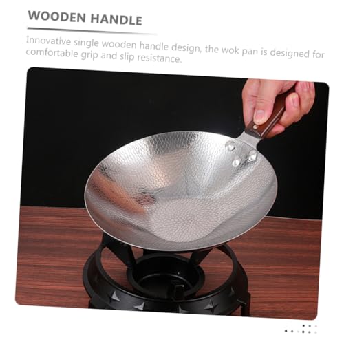 Wok de acero inoxidable 22 cm con mango de madera miniatura 2