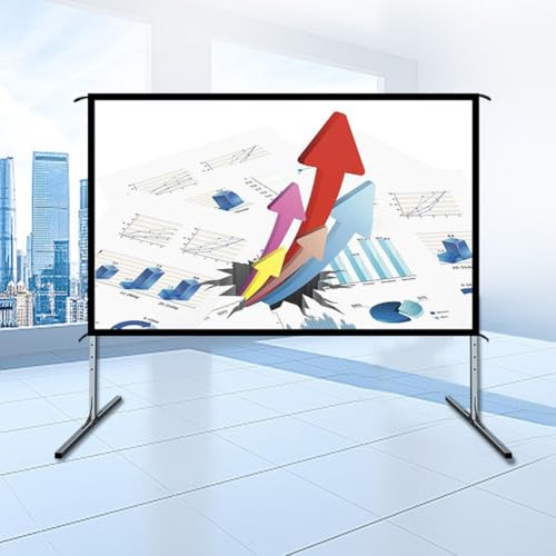 Pantalla de proyección portátil 84 pulgadas con soporte, plegable, sin arrugas, formato 16:9 HD 4K para películas al aire libre miniatura 7