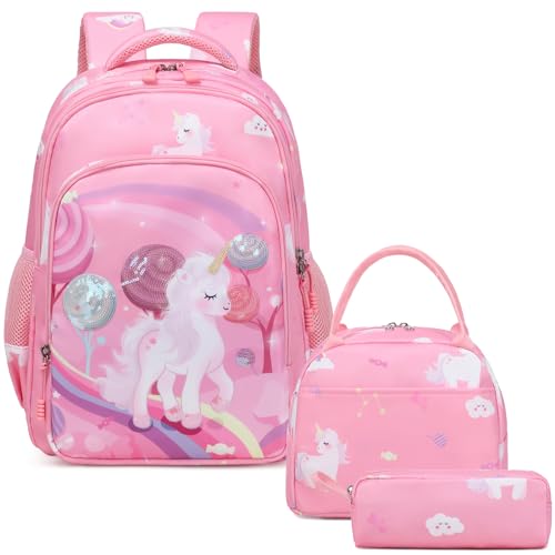 Kimwadalh Cartable Fille Licorne Primaire Sac à Dos...