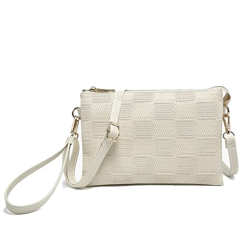 Bolsa transversal vegana por Jen & Co., Off-white, Large