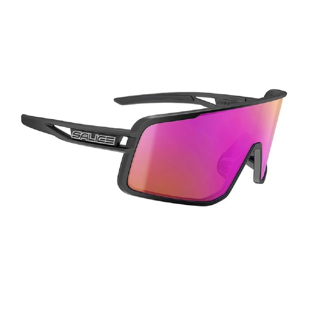 SALICE Lunettes de soleil 022RW Accessoire Velo Catégorie 3 Masque SR Idéal pour vélo et sport extérieur - Noir/lentille violette, Taille unique