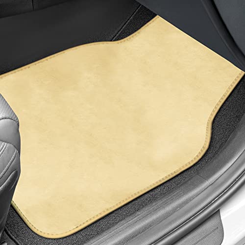 Image of FH Group Universal Fit Full Set Doe16 Faux Rabbit Fur Automotive Floor Mats fits most Cars, SUVs, Trucks and Vans Beige