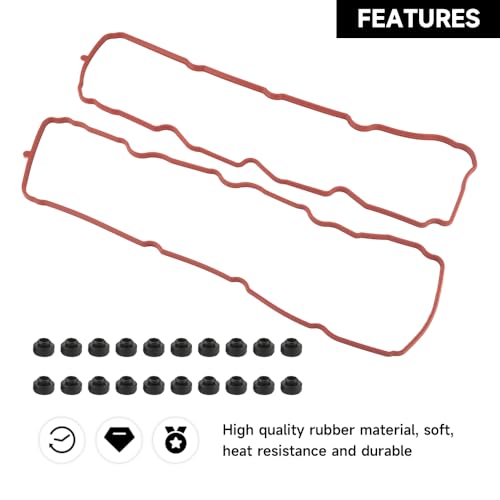 Image of Engine Valve Cover Gasket - Compatible for Dodge for Ram 1500 3.7L 2005-2010 for Jeep Grand Cherokee 3.7L 2005-2010 for Mitsubishi for Raider 3.7L 2006-2009 - Replace Part VS50652R - Set of 2