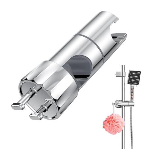 Handheld Shower Holder Adjustable Shower Head Bracket with 16-28mm Sliding Pole Includes 2 Hooks Suitable for Bathrooms (Silver)