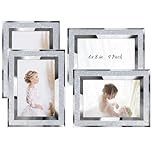 Queekay 4 Pack Glitter Picture Frame 6 x 8 Inch Crystal bling Mirror Picture Frame Wall Decor for Graduate Wedding Home Table, Silver