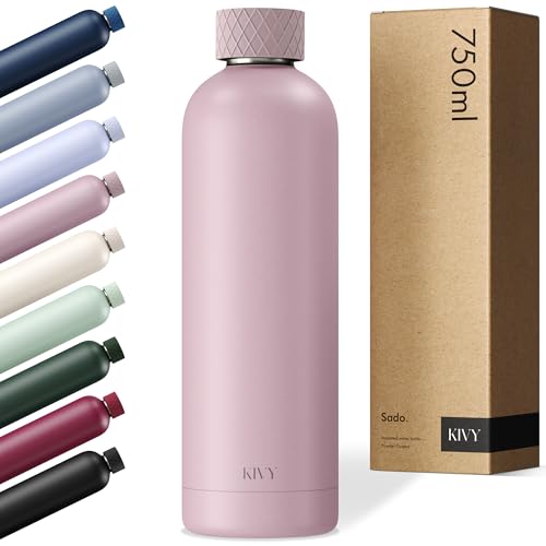 KIVY Edelstahl Trinkflasche 750ml - Auslaufsichere Thermosflasche 750ml - Trinkflasche Edelstahl Kohlensäure geeignet - Isolierflasche - Wasserflasche Gym - Thermo Sportflasche Metall - Lila