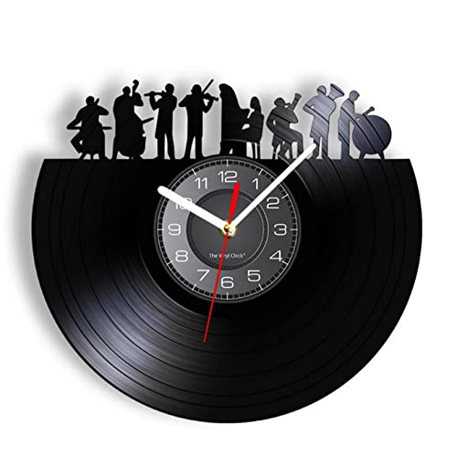 Orchestra Musica Classica Disco in Vinile Orologio da Parete Banda Riproduzione di Musicisti di Famiglia Decorazioni per la casa Guarda Orologio sinfonico dal Vivo