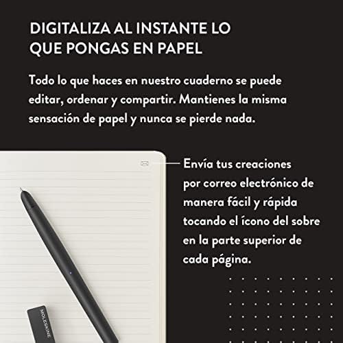 Moleskine Smart Writing Set, Libreta Inteligente con Bolígrafo Inteligente Incluido, Cuaderno Digital de Moleskine con Páginas a Rayas, Grande, 13x21 cm, Negro - imagen 3