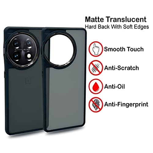 Image of A rtistque Frosted Translucent Back Cover Case for Oneplus 11 5G | Electroplated Chrome Ring | Raised Camera Edges for Protection | Smooth Sides TPU - Black