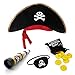 Produktbild papapanda Piratenhut Augenklappe Karibik Fernrohr Gold Münzen Schatzbeutel für Kinder