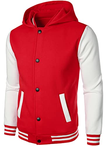 HOOD CREW Mens Casual Sports Varsity Fashion Hooded Jacket